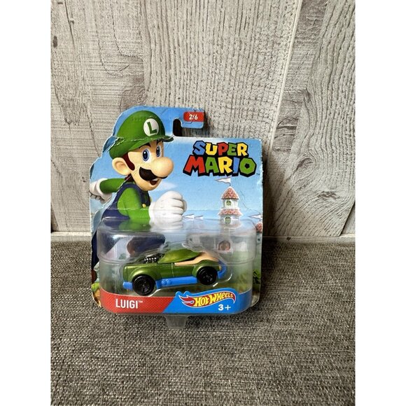 Hot Wheels Other - Hot Wheels Nintendo Super Mario Bros 2016 Luigi Character Car Version Ages 3+
